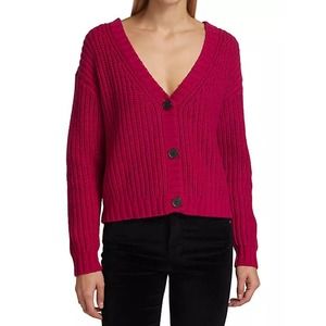 ATM ANTHONY THOMAS MELILLO RED CASHMERE BLEND CHUNKY CARDIGAN